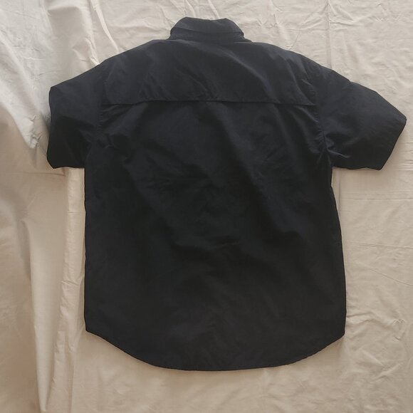 Hurley Navy Button Down Short Sleeve Work Shirt Size Medium - Picture 2 of 9